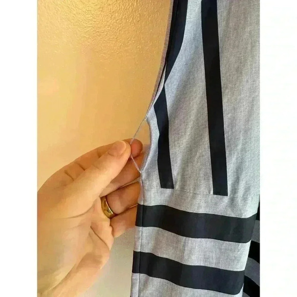 Ports 1961 100% Cotton Belted Asymmetrical Stripe Structured Blouse Size 4 - Picture 6 of 6